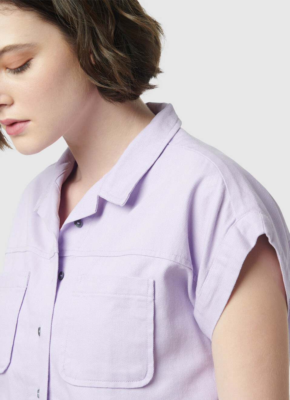Lilac Solid Crop Shirt, , large image number 4