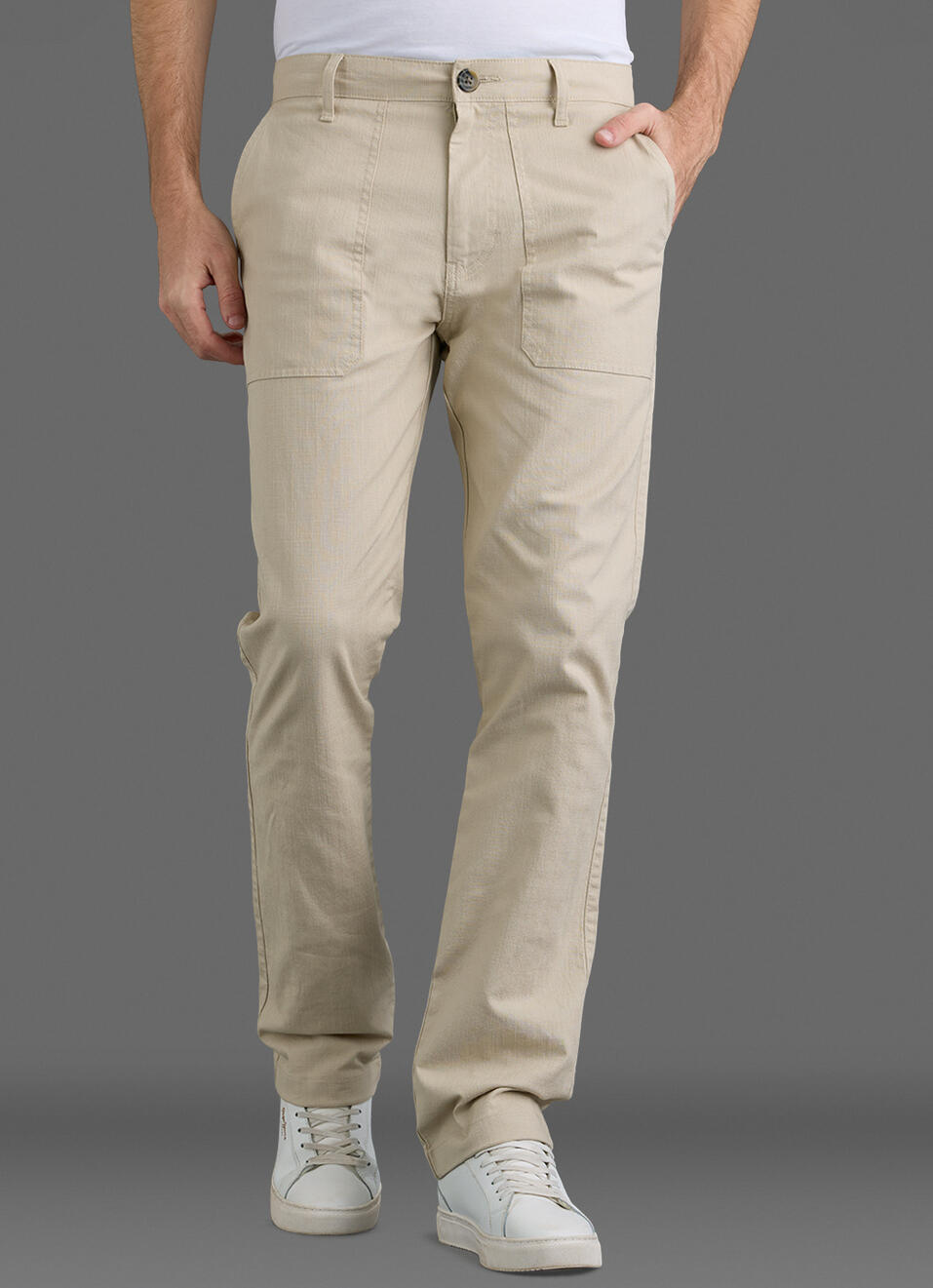 Men Khaki Straight Chinos, , large image number 2