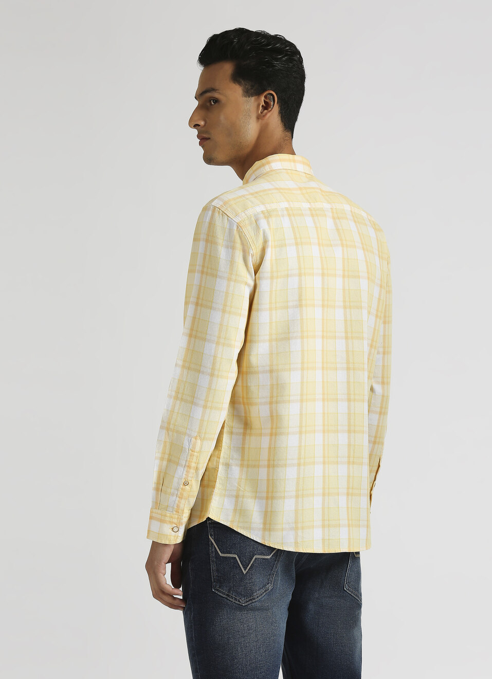 Yellow Plaid Summer Long Sleeve Shirt, , large image number 2