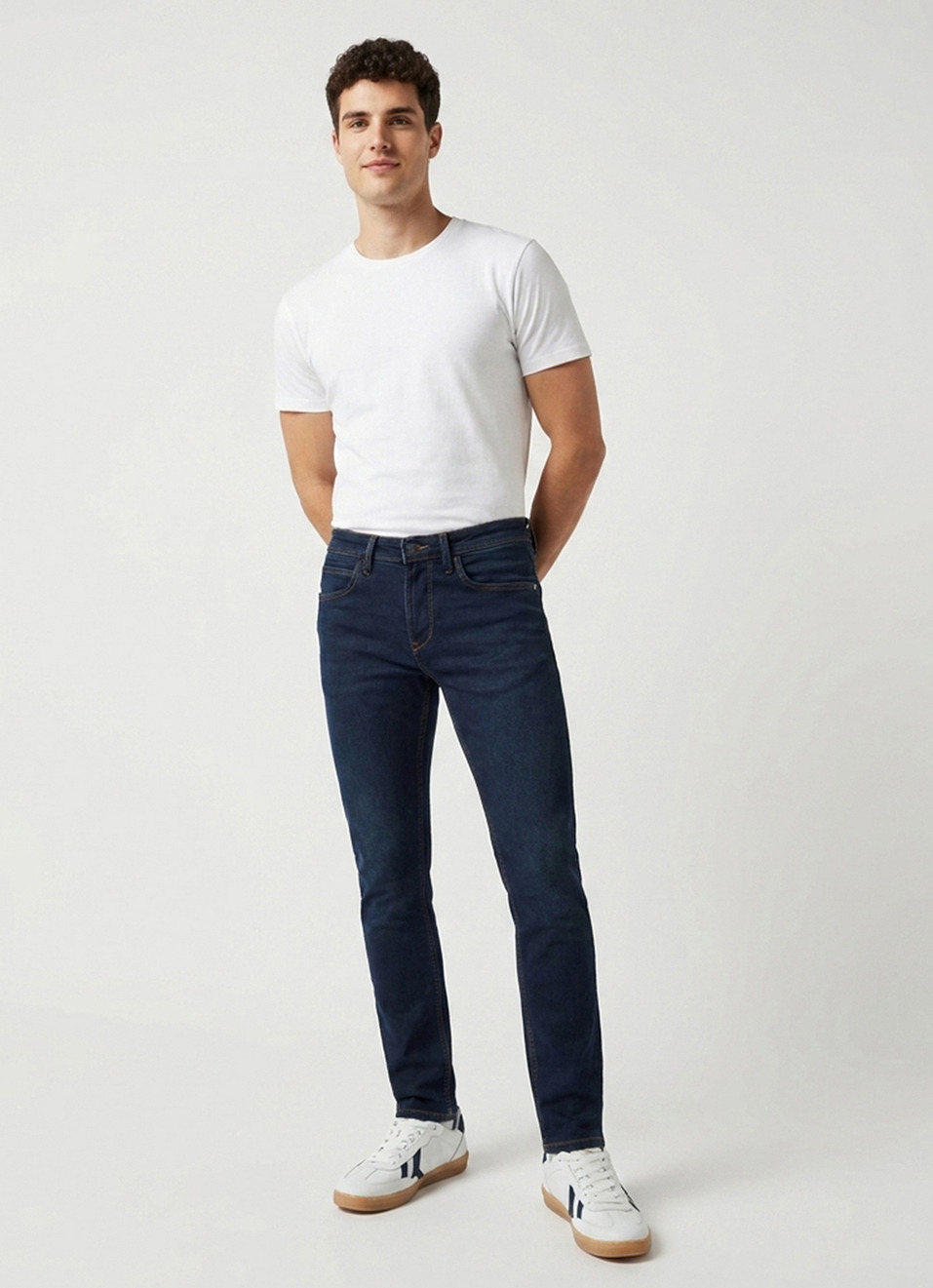 Men Blue Skinny Fit Mid Rise Stretchable Jeans, , large image number 7
