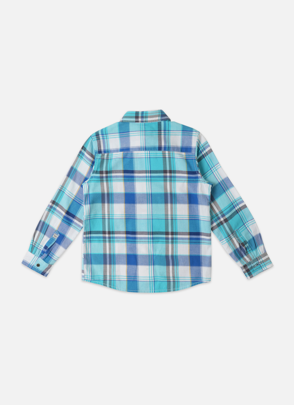 Yarn Dyed Twill  Cotton Aqua Checks Shirts, , large image number 1