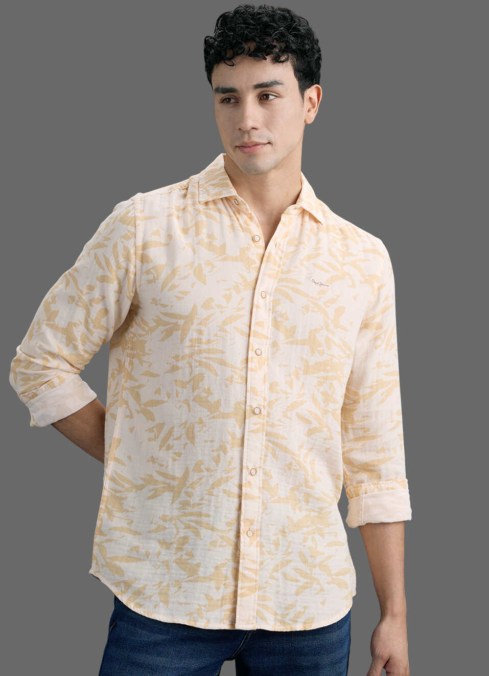 Men Yellow Printed Long Sleeve Shirt, , large image number 5