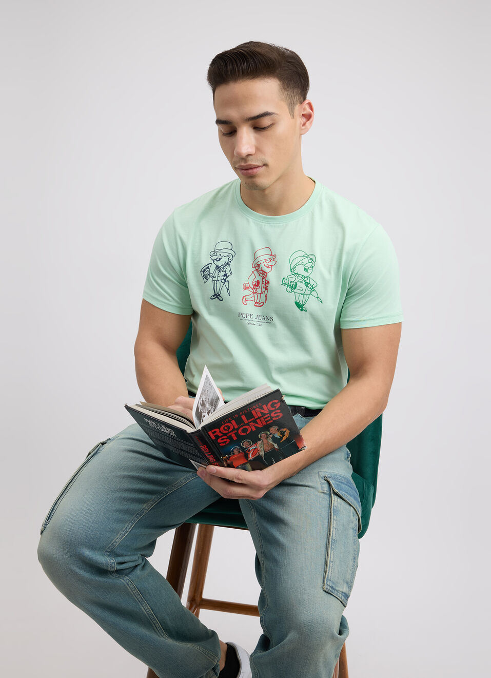 Men Green Graphic Print Short Sleeve T-shirt, , large image number 5