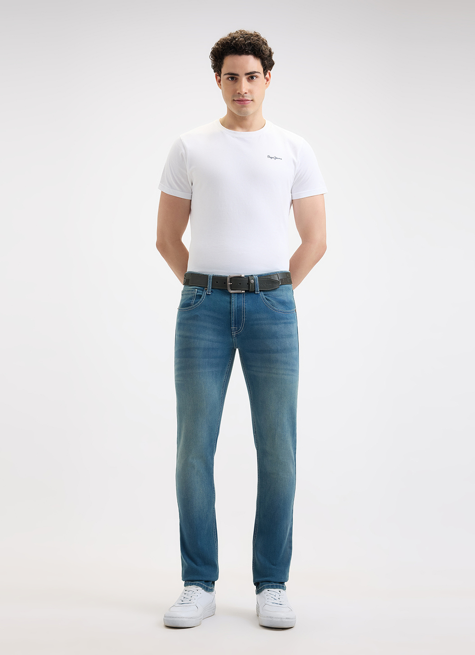Men Blue Slim Fit Mid Rise Jeans , , large image number 6