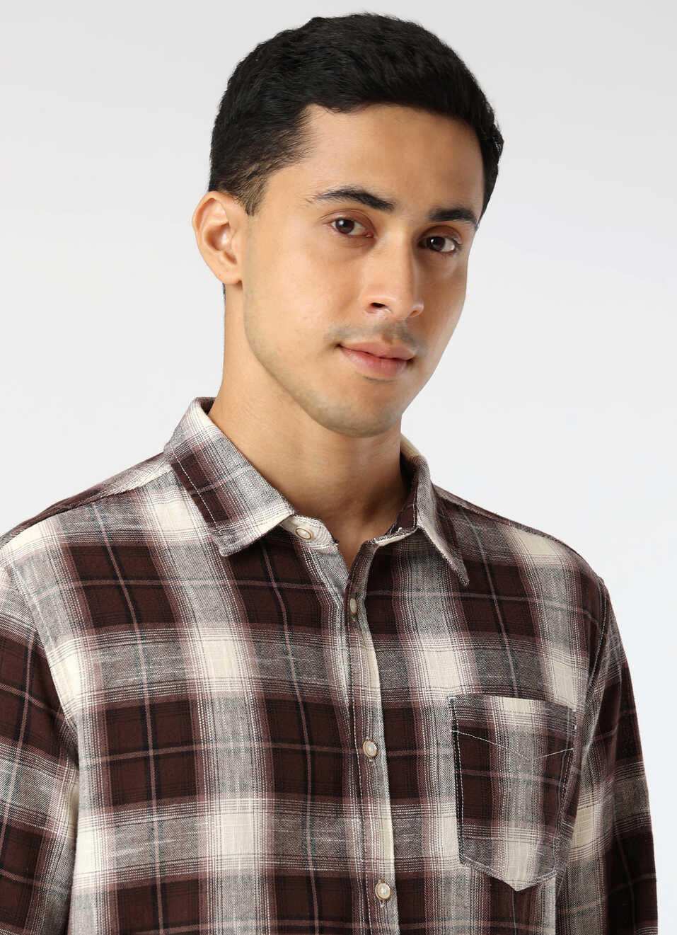 Men Brown Regular Fit Checked Casual Shirt, , large image number 4