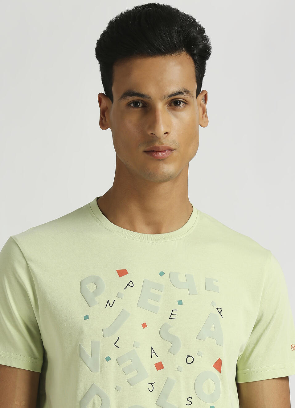 Green Typographic Tonal Puff Print Short Sleeve T-shirt, , large image number 4