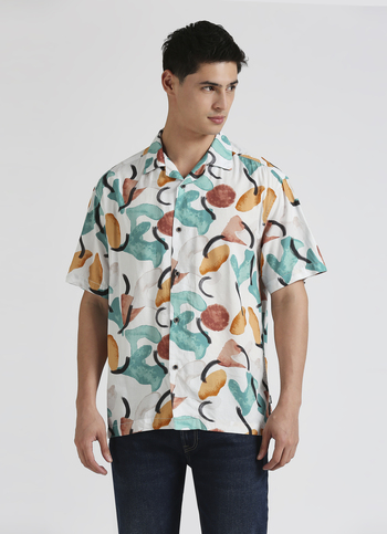 Green All Over Printed Resort Collar Shirt