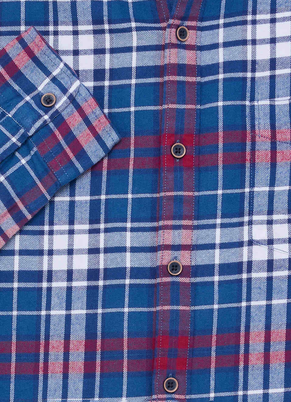 Men Blue Checked Brushed Long Sleeve Shirt, , large image number 7