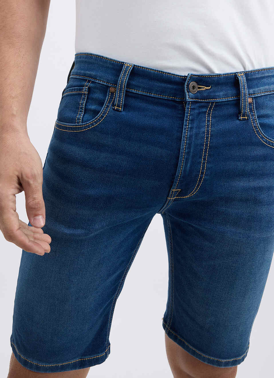Men Blue Mid Rise Regular Shorts, , large image number 4