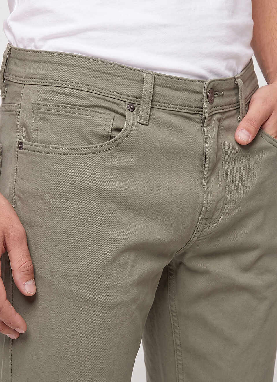 Men Olive Slim Fit Stretchable Jeans, , large image number 4