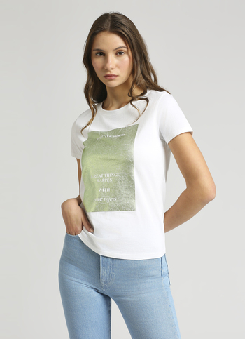 White Foil Print Short Sleeve Tee
