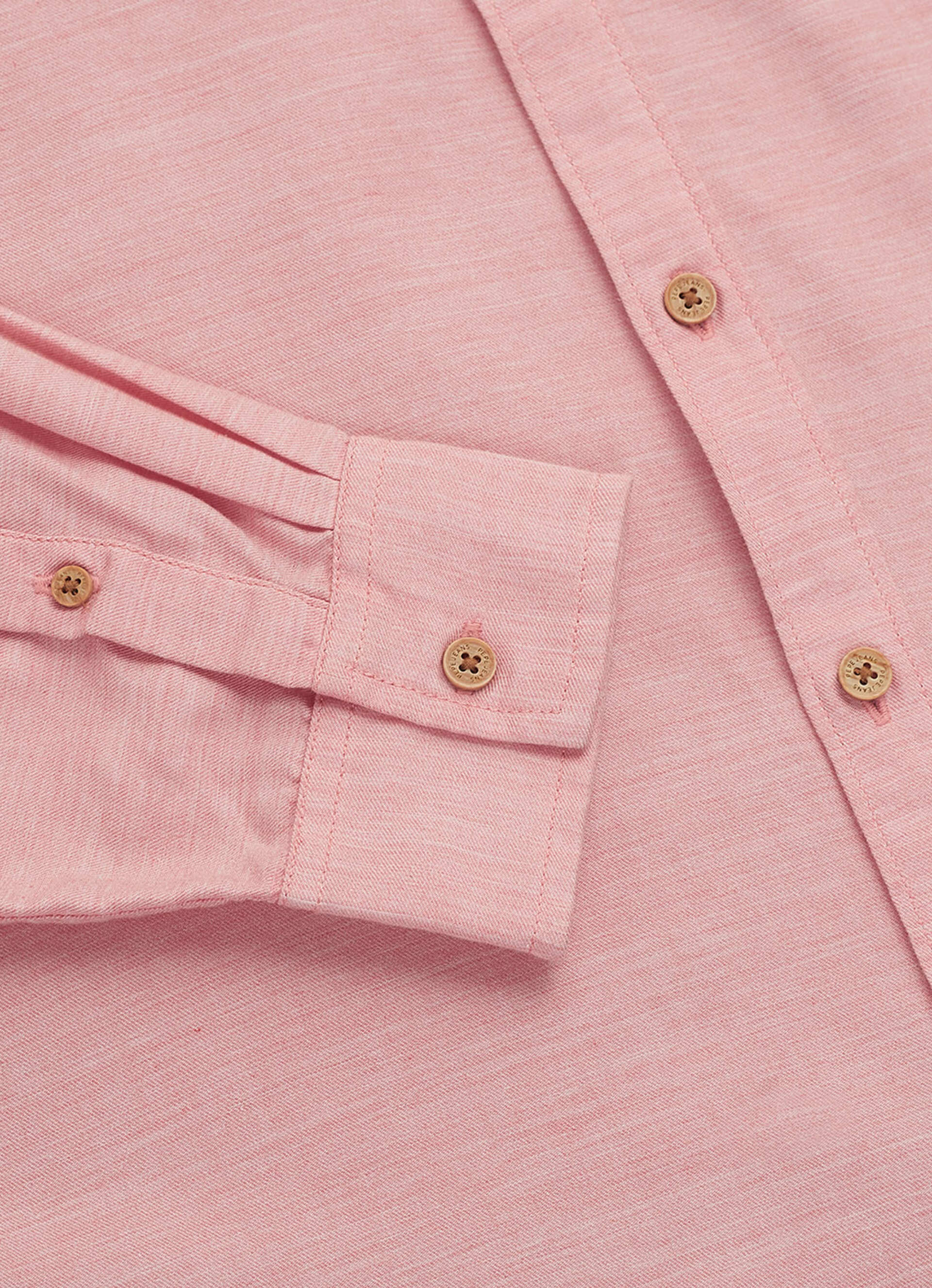 Men Coral Pink Solid Regular Fit Cotton Lyocell Shirt, , large image number 8