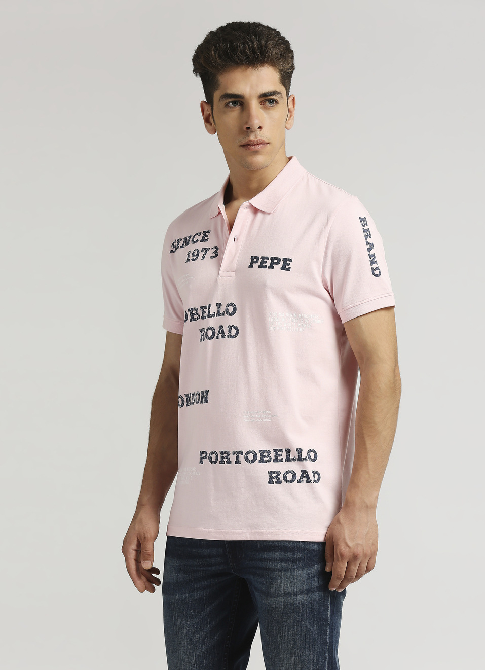 Pink Typographic Print Short Sleeve Polo, , large image number 3