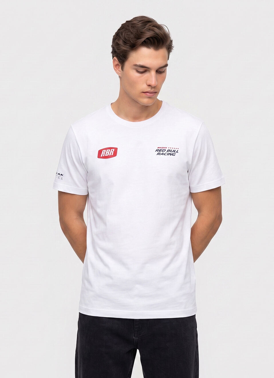 Men White Back Print Crew Neck T-shirt, , large image number 1