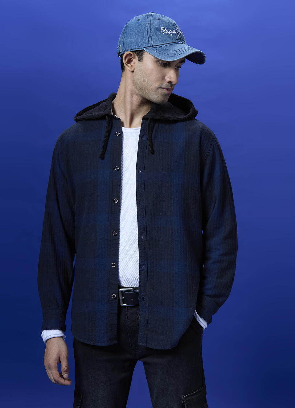 Navy Checked Full Sleeved Shirt, , large image number 0