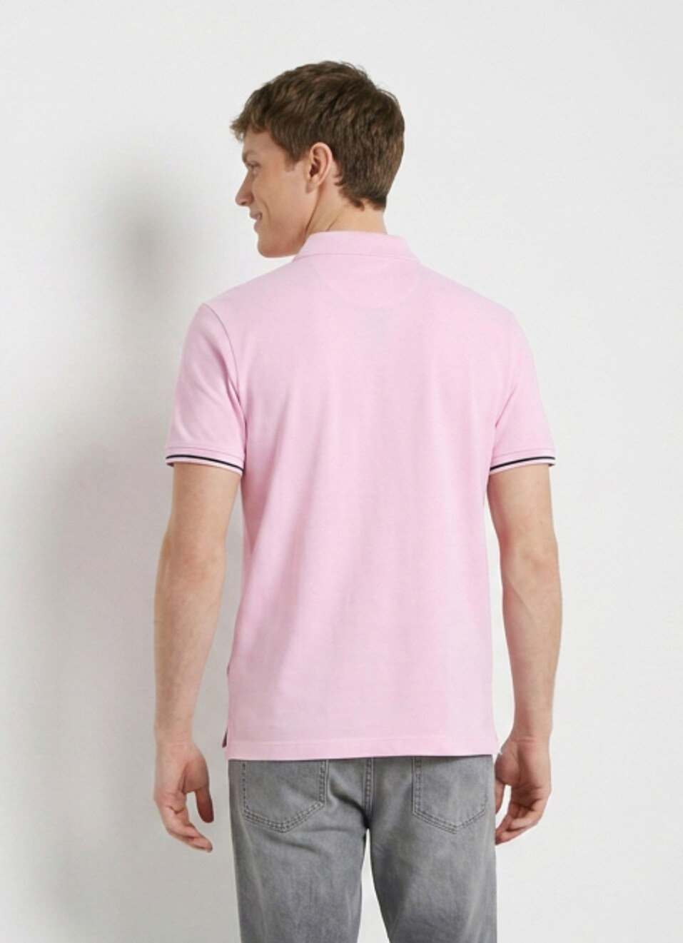 Men Pink Solid Polo T-shirt, , large image number 2