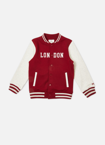 Boys Red Colour Block Full Sleeve Jacket
