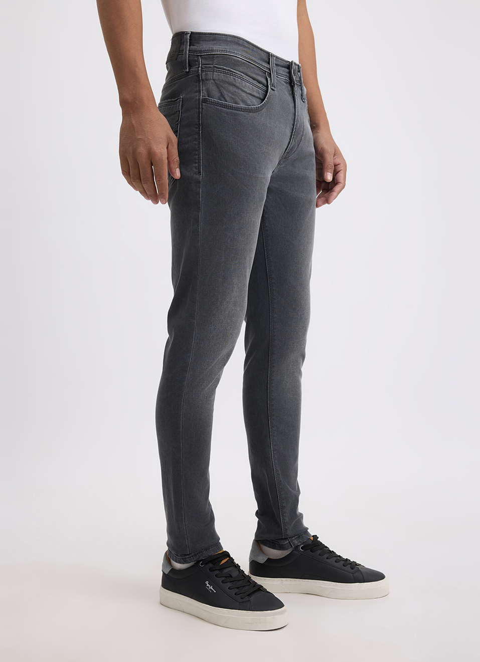 Men Grey Mid Rise Tapered Gymindigo Jogger Like Jeans, , large image number 5