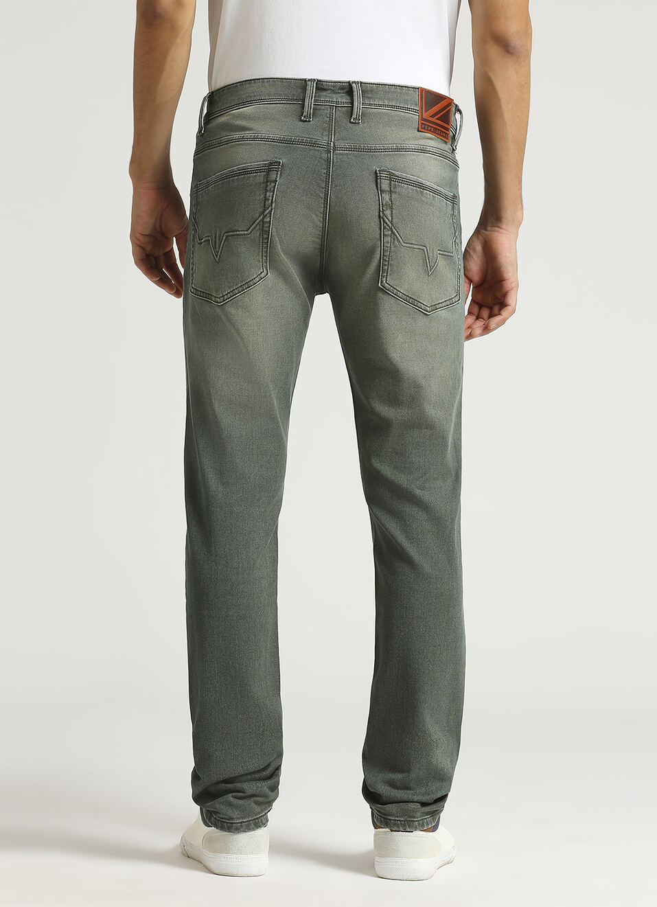 Vapour Green Tinted Low Rise Tapered Gymindigo Jeans, , large image number 3