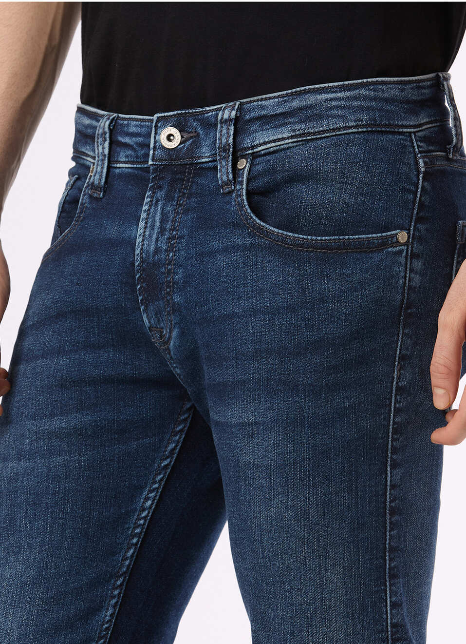 Men Blue Mid Rise Slim Fit Powerflex Jeans, , large image number 4