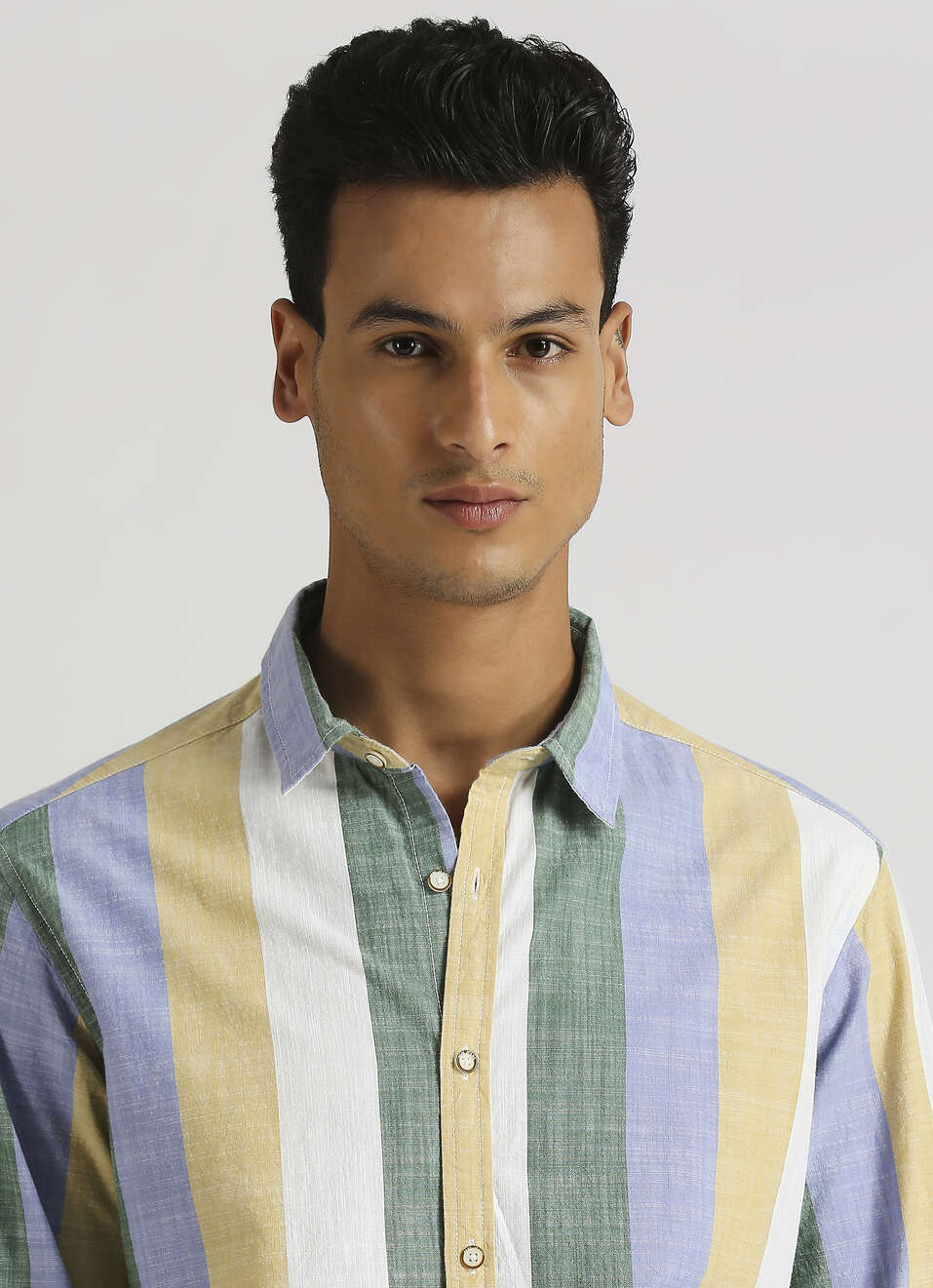 Yellow Broad Stripes Long Sleeve Shirt, , large image number 4