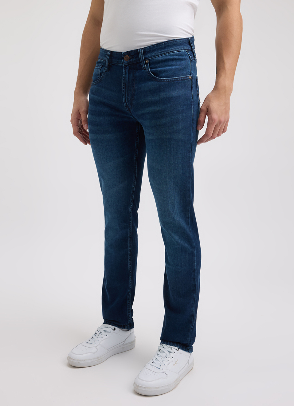 Men Blue Slim Fit Mid Rise Jeans , , large image number 3