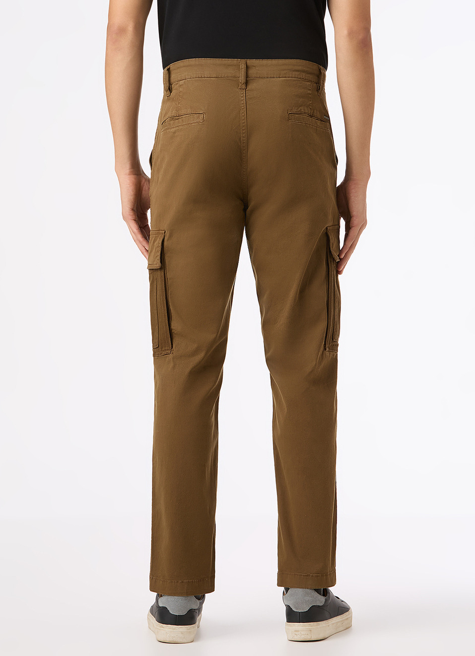 Men Brown Overdyed Mid Rise Utility Stretch Cargo Pants, , large image number 1