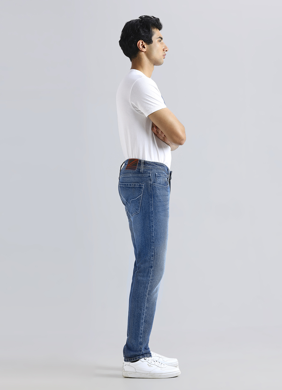 Vapour Blue Mid Waist Slim Jeans, , large image number 5