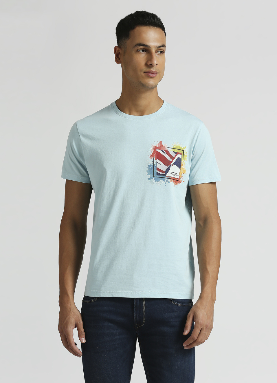 Blue Union Jack Print Short Sleeve T-shirt, , large image number 1