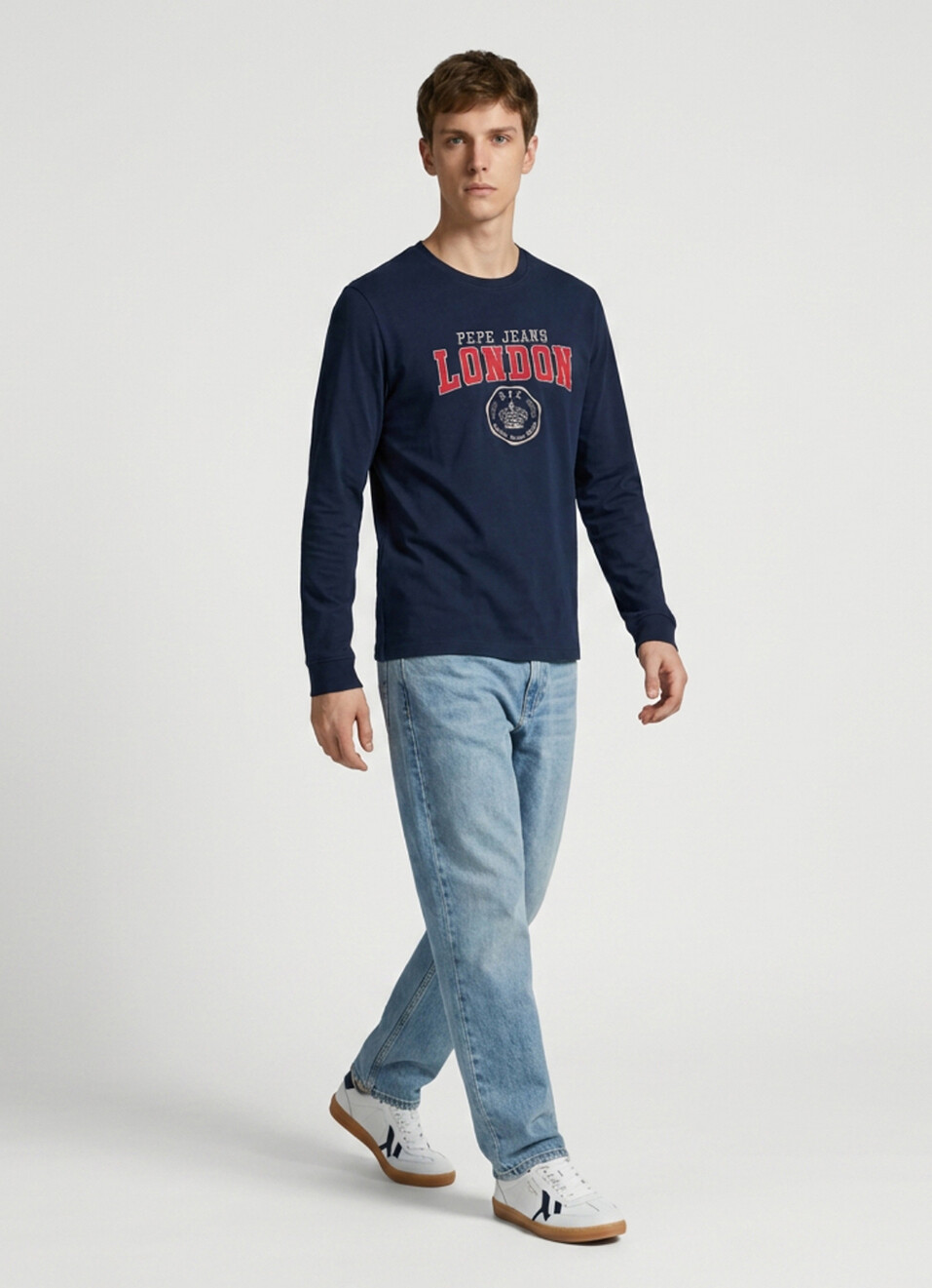 Men Navy Printed Slim Fit Long Sleeve T-shirt, , large image number 5