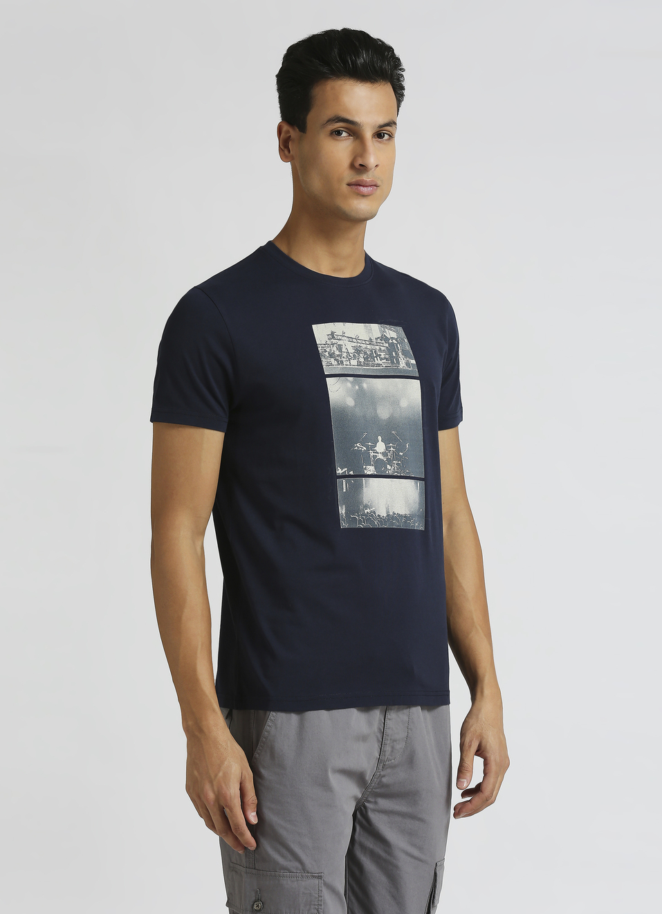 Navy Photographic Print Short Sleeve T-shirt, , large image number 2