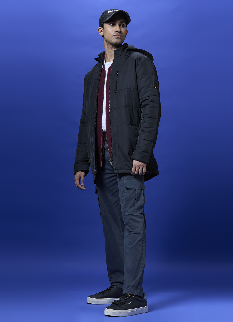 Black Full Sleeve Hooded Parka, , large image number 5