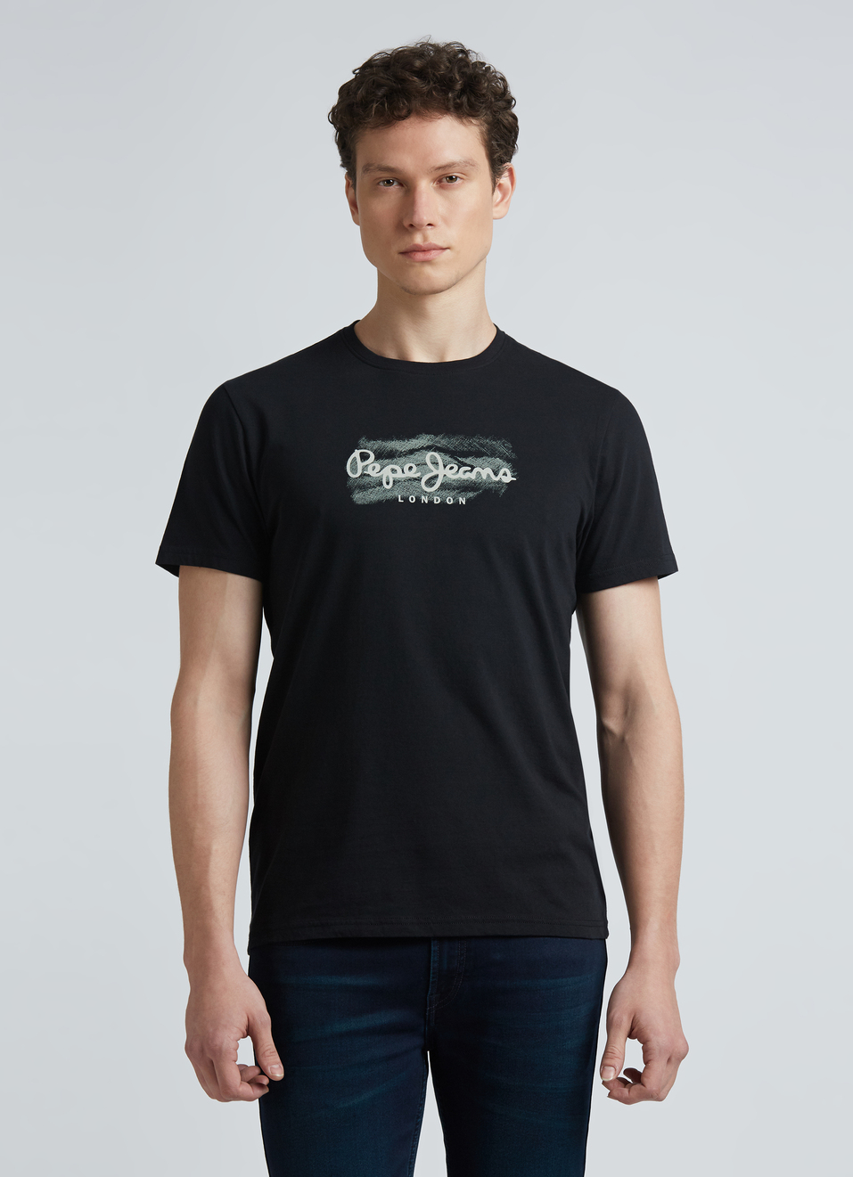 Black Graphic Print Short Sleeve T-shirt, , large image number 1