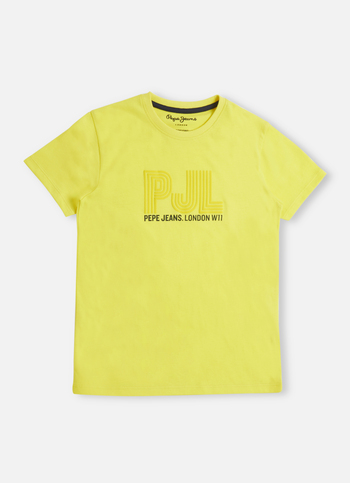 Boys Yellow Printed Short Sleeve T-shirt
