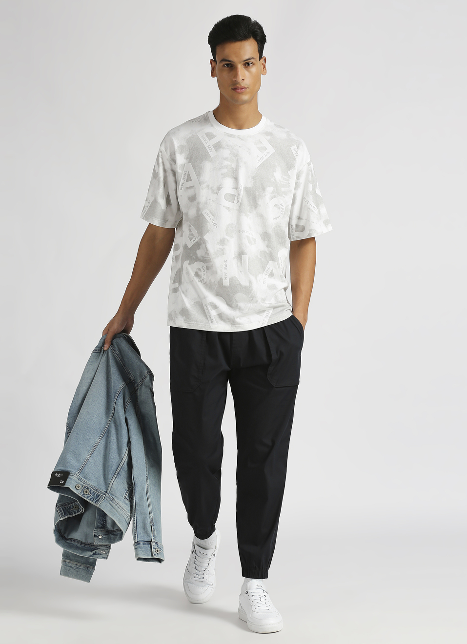 Light Grey Typographic Print Short Sleeve Oversized T-shirt, , large image number 5