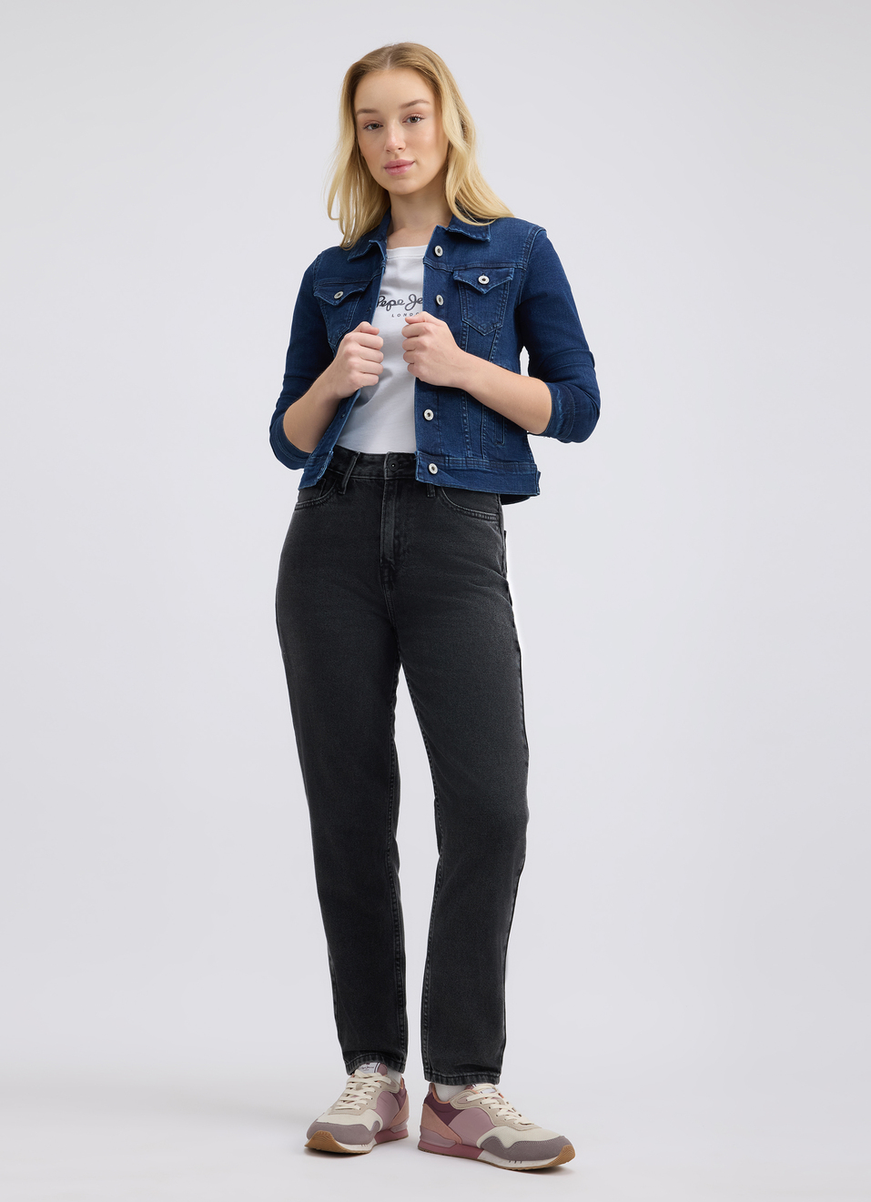 Women Black Mom Fit High Rise Jeans , , large image number 0