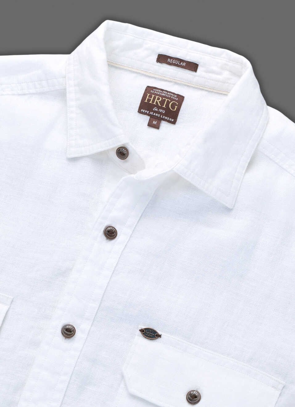 Men White Solid Pure Linen Safari Long Sleeve Shirt, , large image number 3