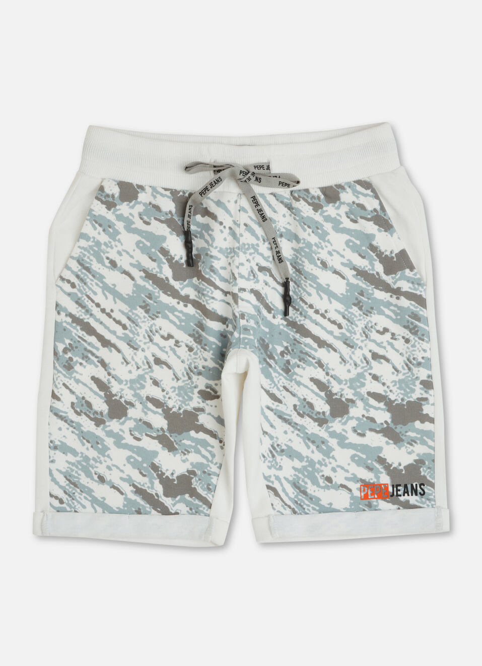 Boys Off White Abstract Print Oversized Fit Shorts, , large image number 0