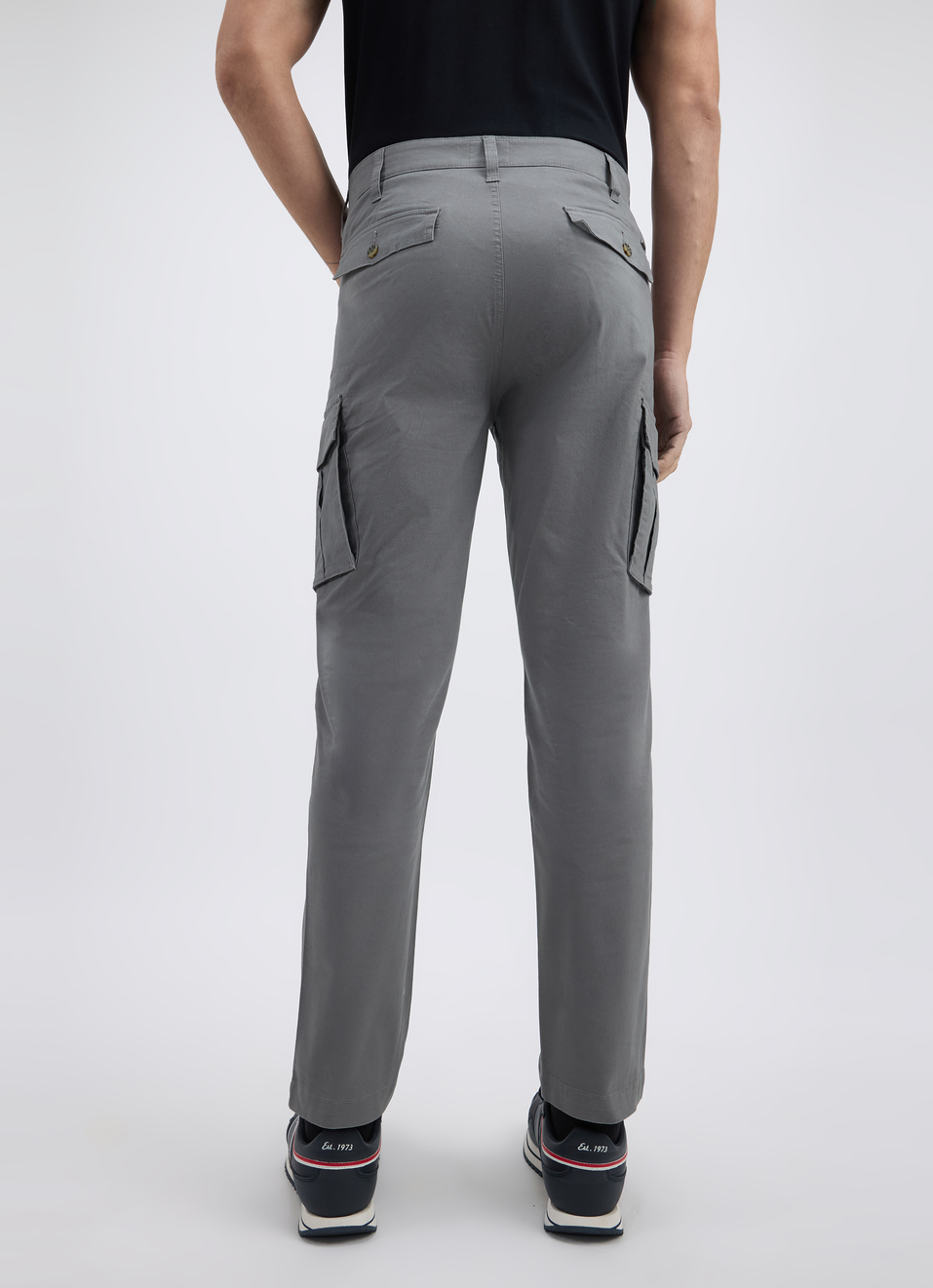 Men Grey Mid Rise Stretch Cargo, , large image number 2