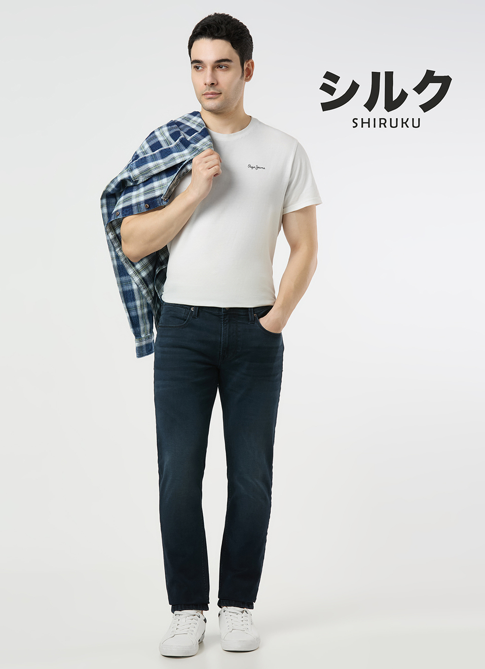Men Blue Mid Rise Slim Fit Textured Jeans, , large image number 1