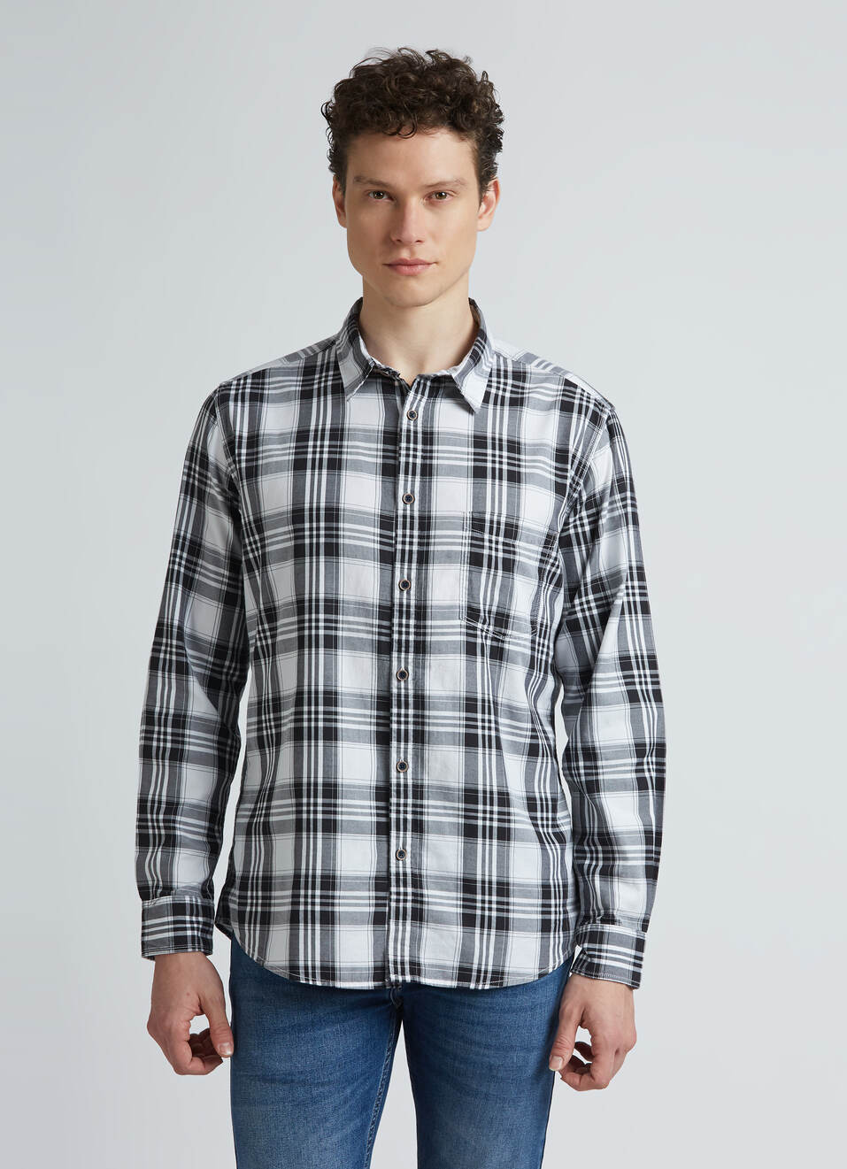 Black Check Full Sleeve Shirt, , large image number 1