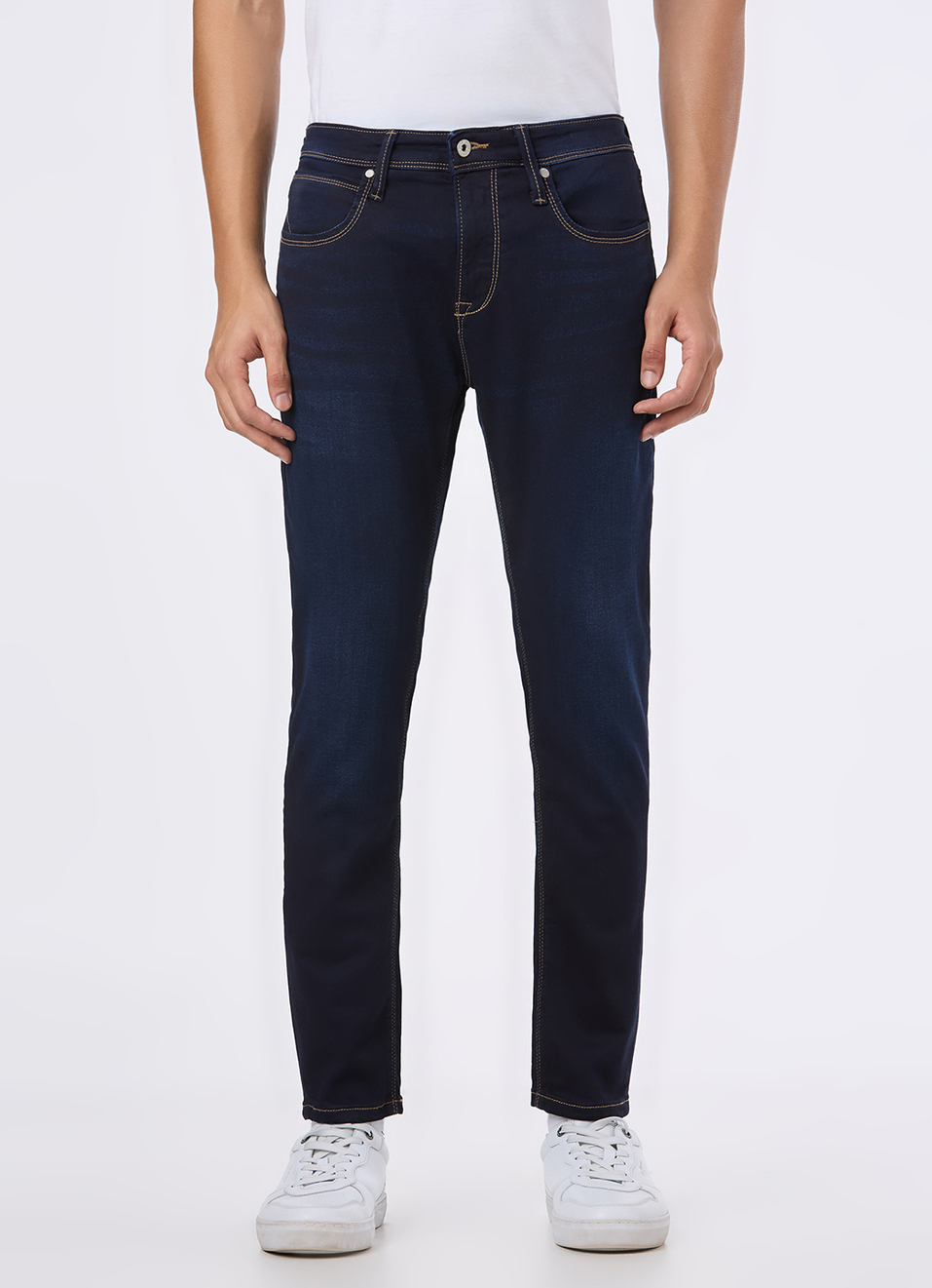 Men Blue Mid Rise Skinny Fit Gymindigo Jeans, , large image number 6