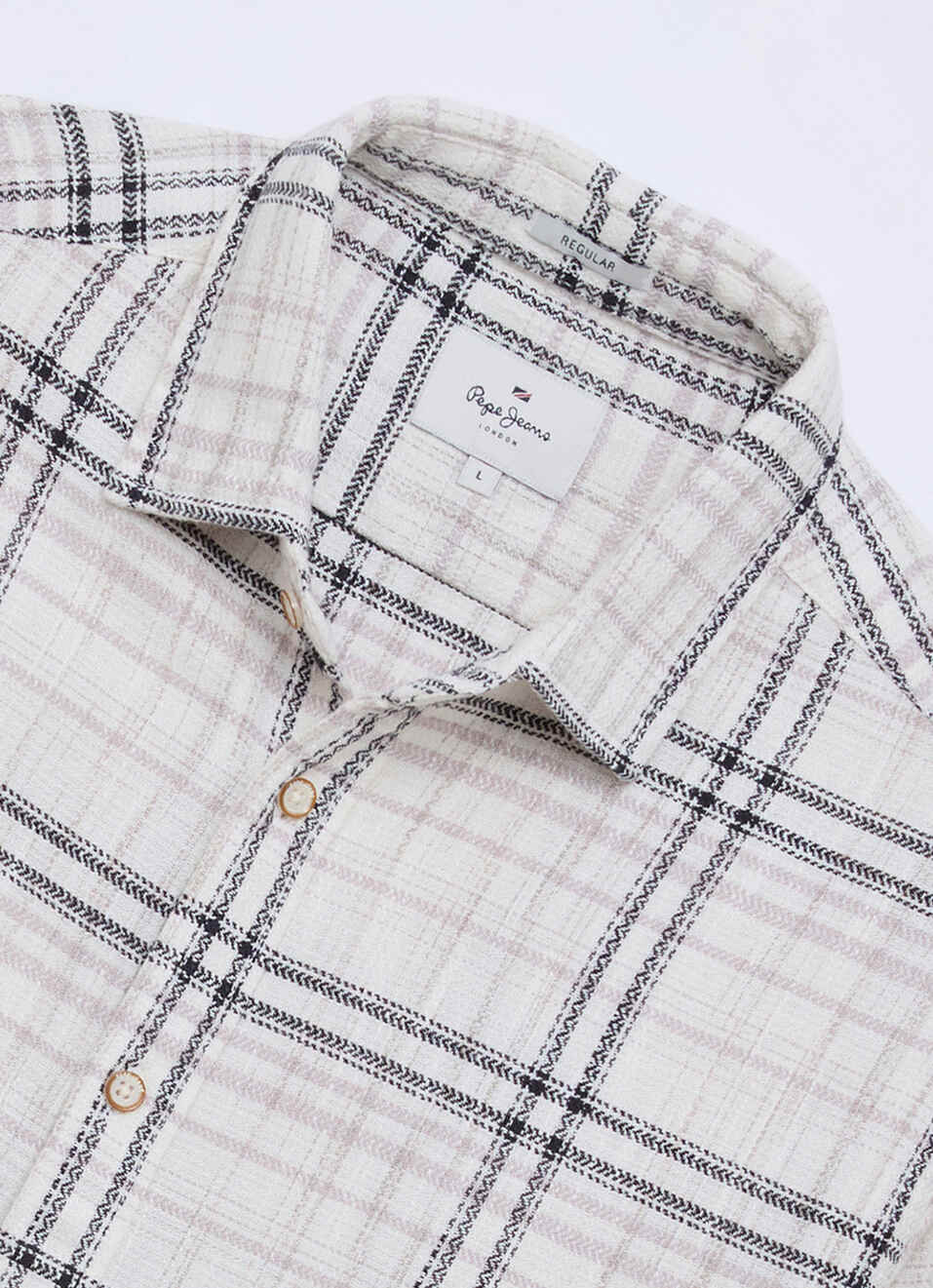 Men Beige Checked Dobby Long Sleeve Shirt, , large image number 6