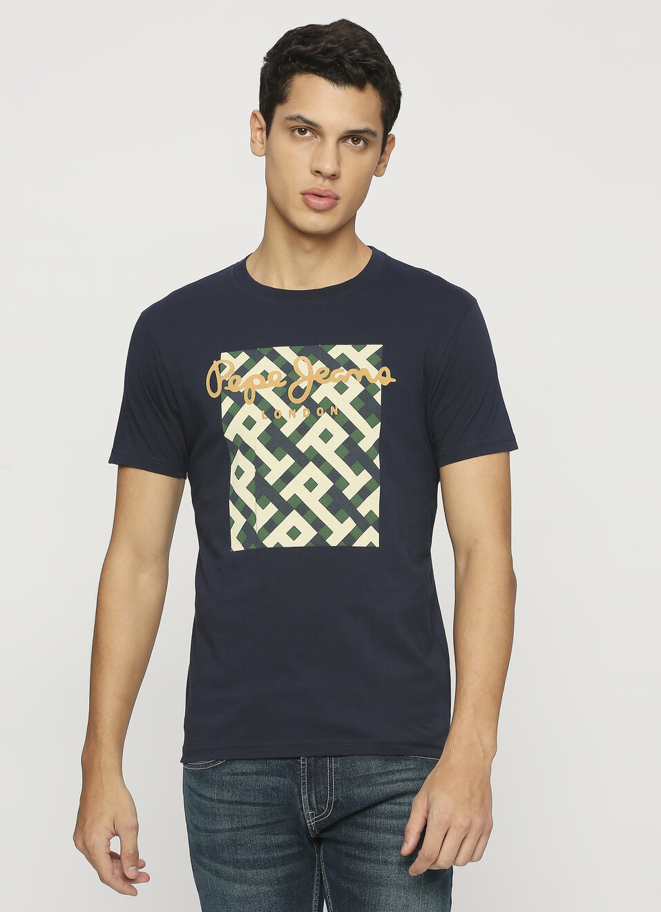 Geometric Flock Print Short Sleeve T-shirt, , large image number 1