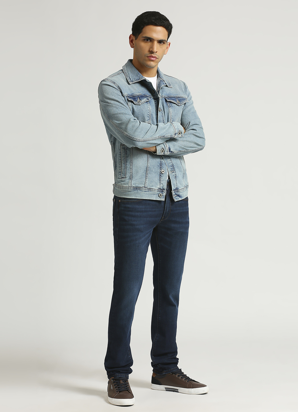 Vapour Dark Blue Mid Rise Slim Fit Powerflex Jeans, , large image number 1