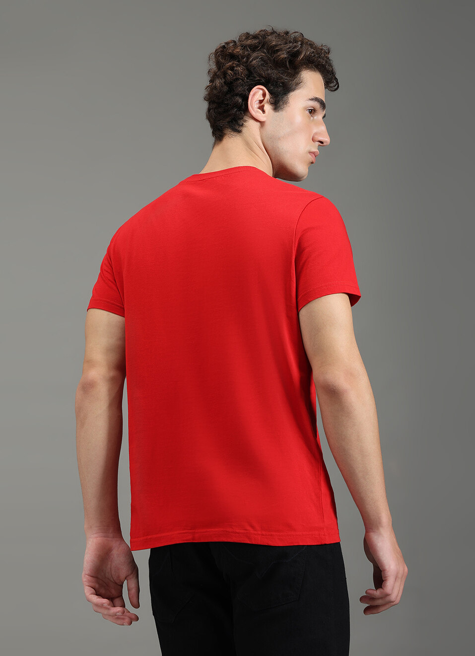 Men Red Graphic Slim Fit T-shirt, , large image number 6