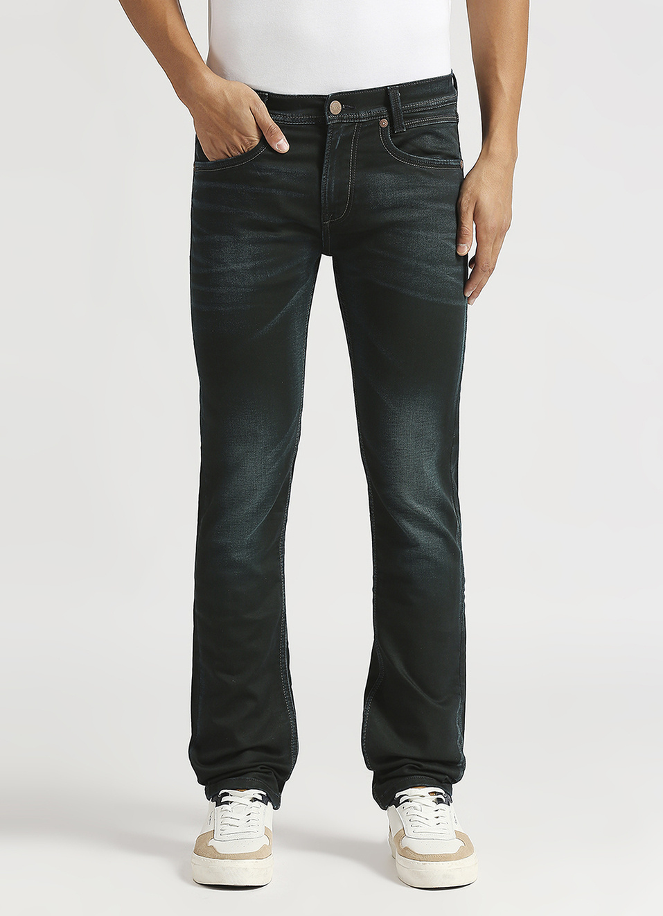 Vapour Dark Blue Mid Rise Slim Fit Jeans, , large image number 2