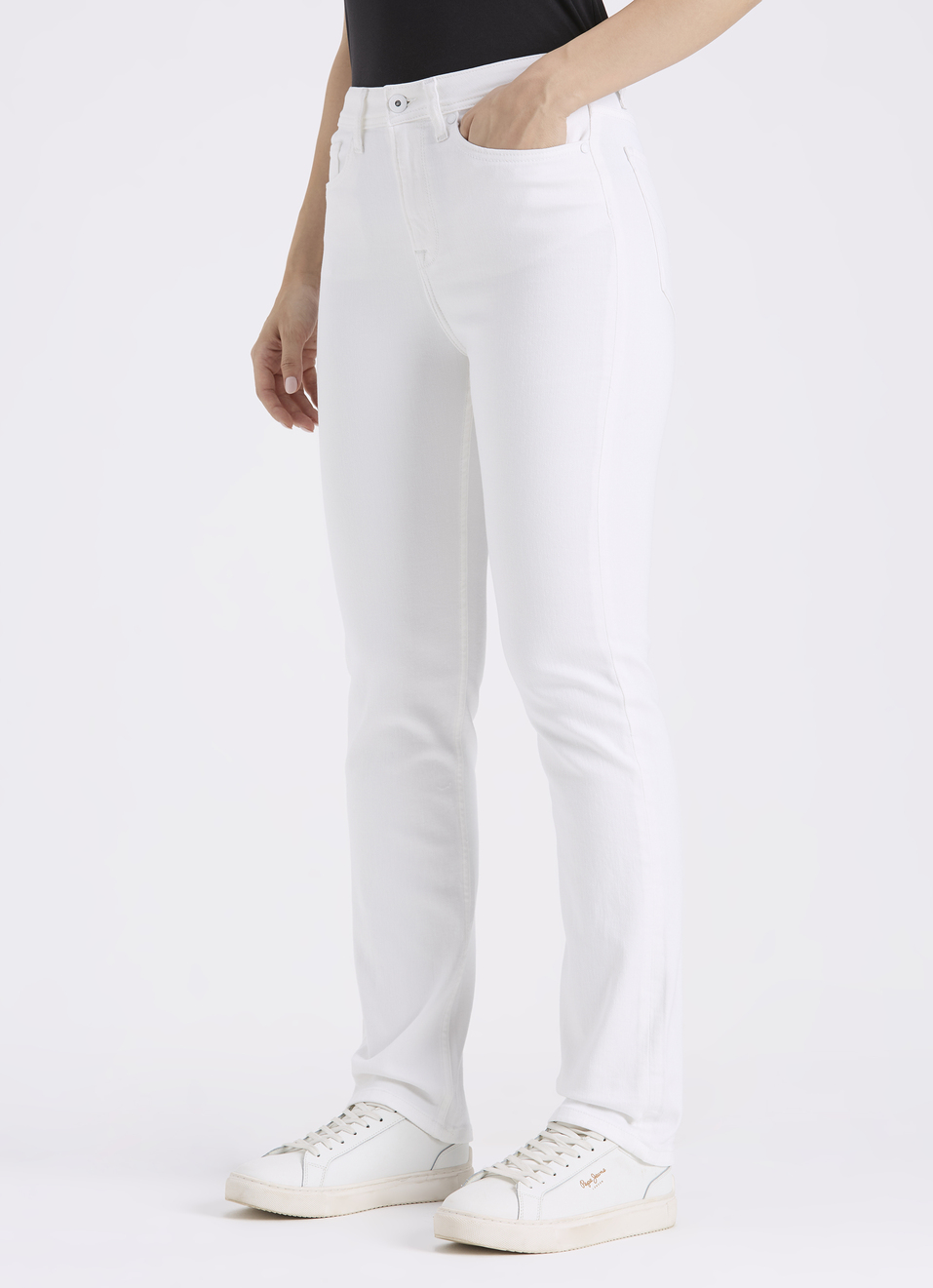 Women White Straight Fit High Rise Jeans , , large image number 3