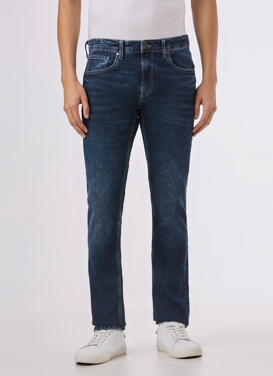 Men Blue Mid Rise Slim Fit Stretchable Jeans, , large image number 2