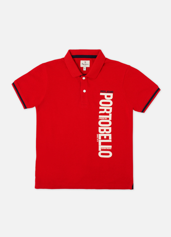 Boys Red Graphic Print Short Sleeve Polo